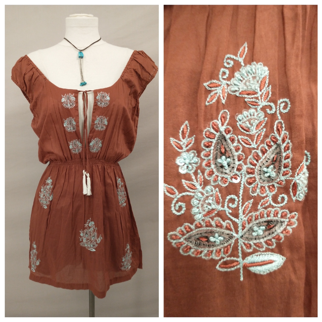 Sample Letarte Cover Up Sexy Bohemian Mini Dress Embroidered Cotton Resortwear